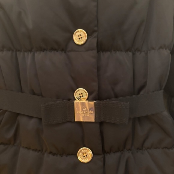 Kate Spade Black Bow Belted Puffer Jacket - Picture 10 of 12